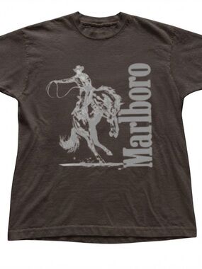 Cowboy Bucking Horse Graphic Tee Dark Brown Heavy Cotton Gildan T-Shirt
